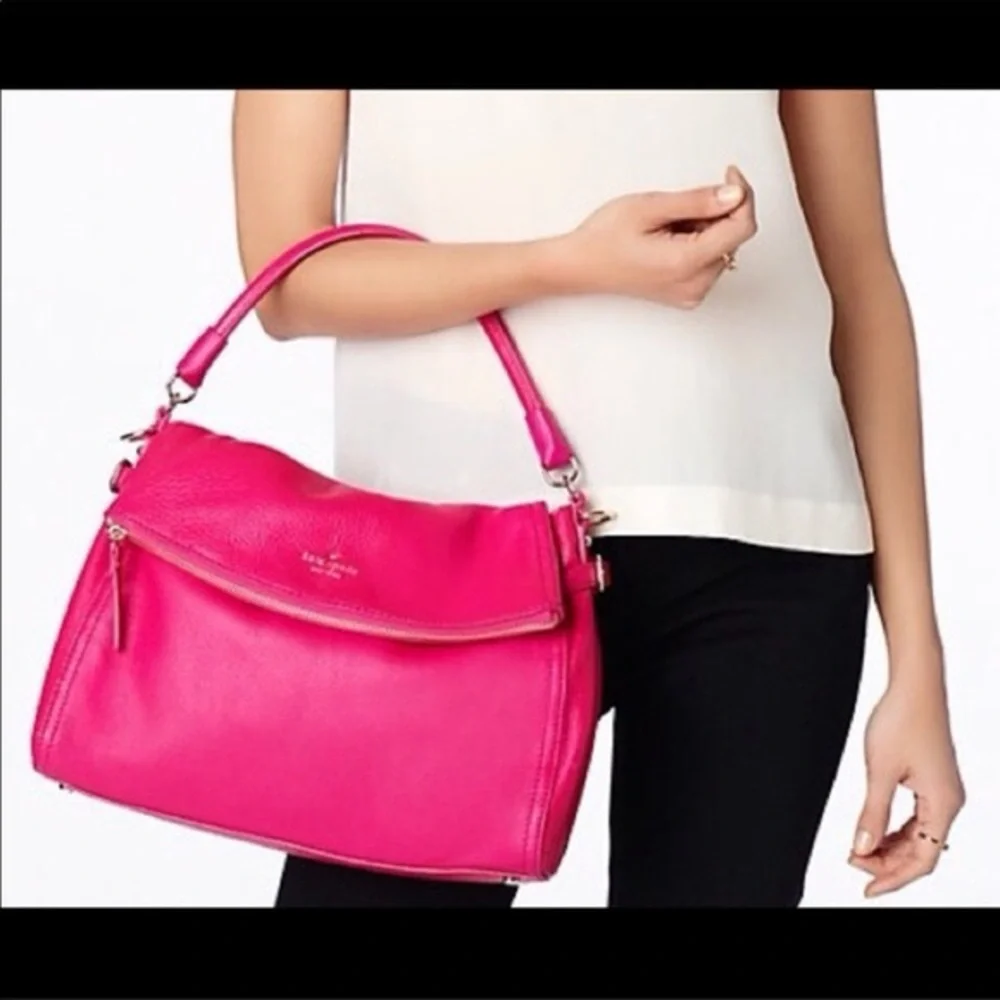Rare Kate Spade Cobble Hill Minka handbag in a vibrant hot pink/fuchsia color